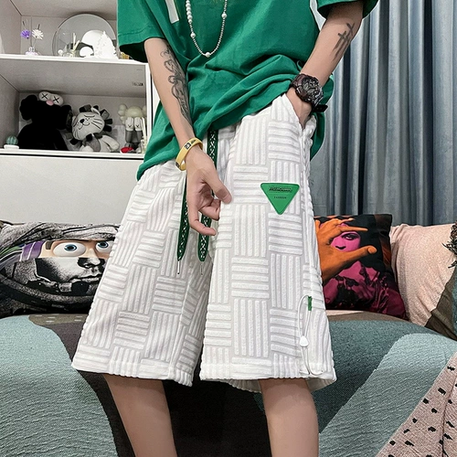 Tide, зеленые цветные летние тонкие шорты для отдыха, дизайнерские штаны, изысканный стиль, в американском стиле, тренд сезона