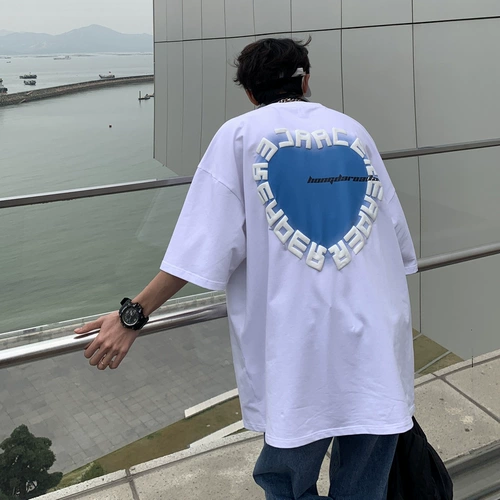 Tide, трендовая футболка с коротким рукавом, в американском стиле, свободный крой, европейский стиль