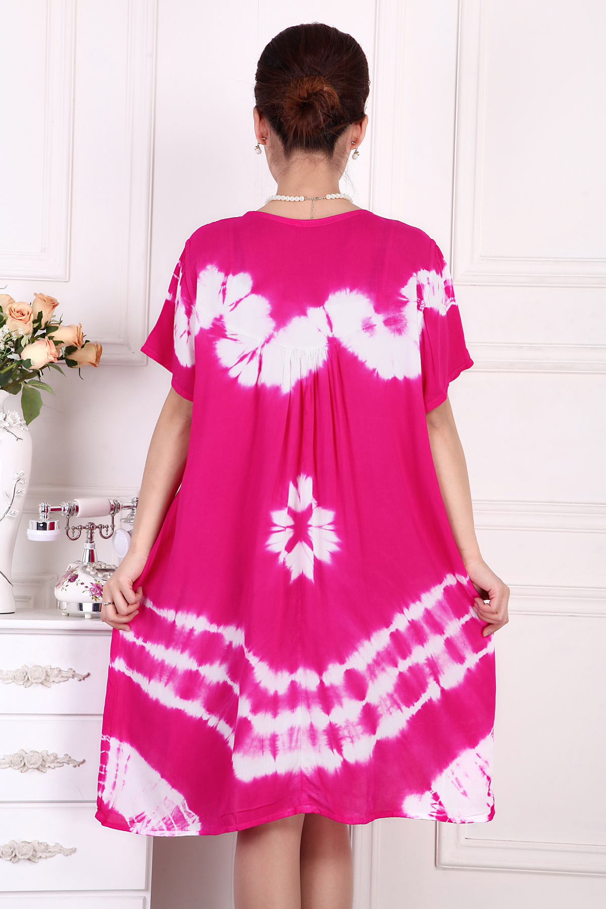 2019 size lớn trung niên váy mùa hè cotton nhân tạo váy giản dị cotton nhuộm tie và phân bón cộng với tăng quần áo của phụ nữ - Sản phẩm HOT quần áo nữ