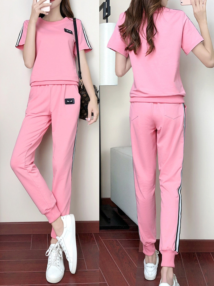 Loose sports casual wild two-piece summer new suit female foreign fashion students show thin Korean version of the tide