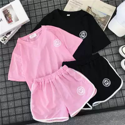 2021 new loose ins student shorts suit women's summer and Korean version of casual bf running sportswear two-piece tide