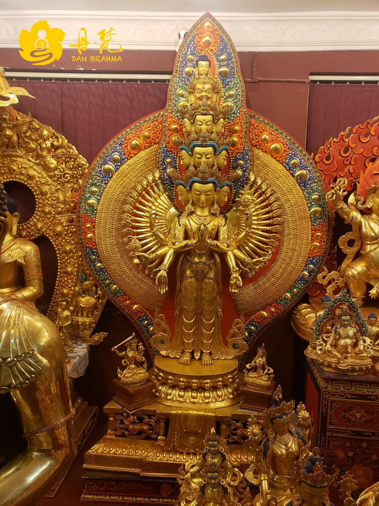 Nepalese Sakya Boutique Qianghanyu Guanyin Buddha Buddha Statue Support temple Thousand Hands one thousand Eye on the SittBodhisattBodhisattva 2 3 m