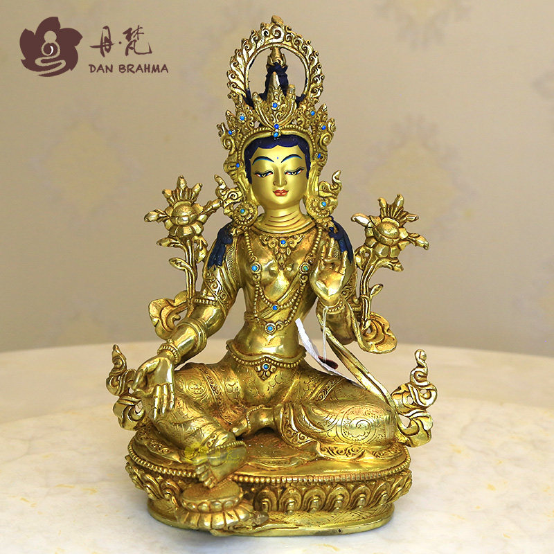 7 inch green degree mother like Nepali full-time gold boutique small seven inch Buddhist home swing piece 23 cm high-Taobao