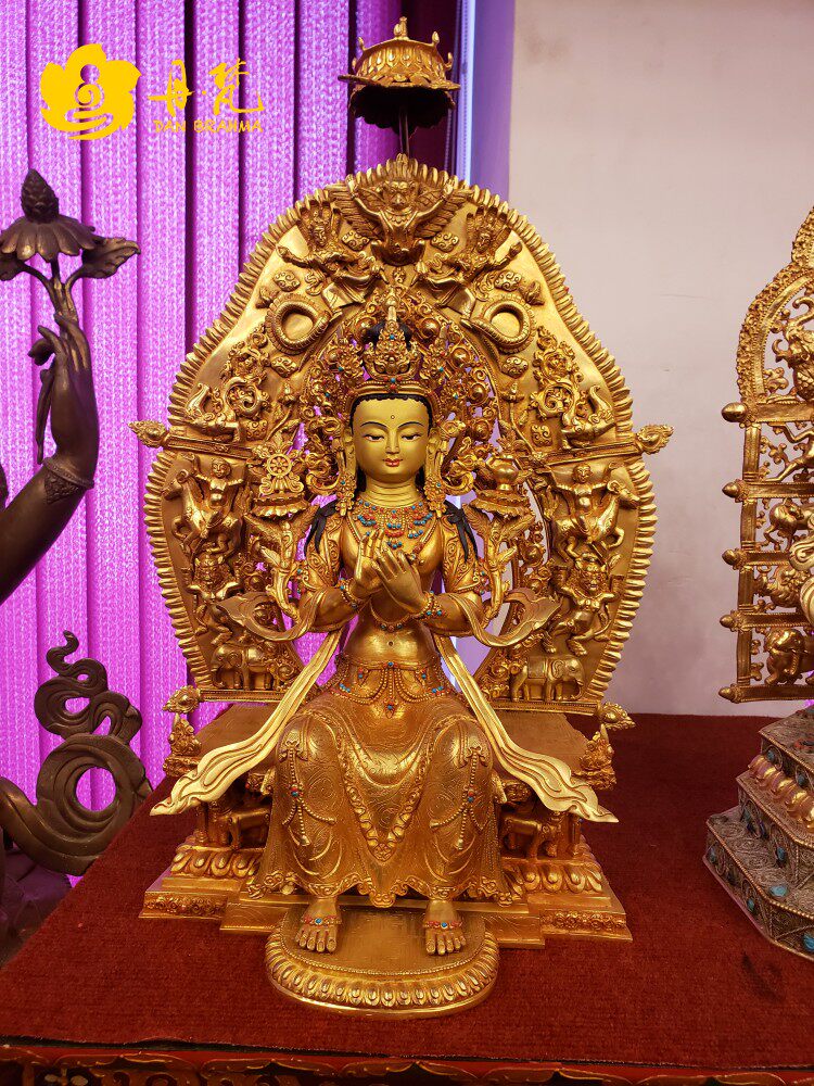 Nepal's Sakya Boutique Full-Cure Gold Qiang Baver Future Buddha Pure Bronze Statue of Golden Buddha 60cm