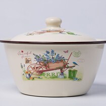 Dryman special basin thick enamel cover Bowl old-fashioned enamel small bowl with lid instant noodle bowl pig cylinder household soup bowl
