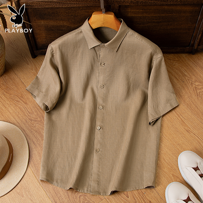 New Chinese-Style Summer Tencel Linen Shirt for Men, Short-Sleeved, Thin National Style Linen Shirt, Casual Men's Loose Top