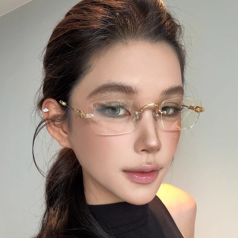 Frim Glasses Heavy-Duty Anti-Blue Light High-End Frameless Square Frame 161