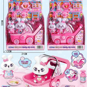 Children's girls toy cute rabbit stroller set