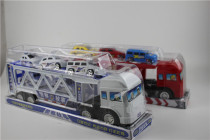 Oversized double layer flat inertial police car engineering trailer Childrens toy car transporter car model inertial