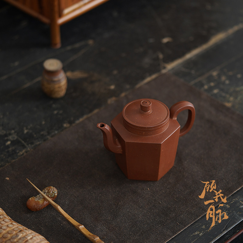 Gu's line Yixing Zisha pot Guogaogong Tangjie full handmade square pot raw ore downhill mud big bin hexagonal pot