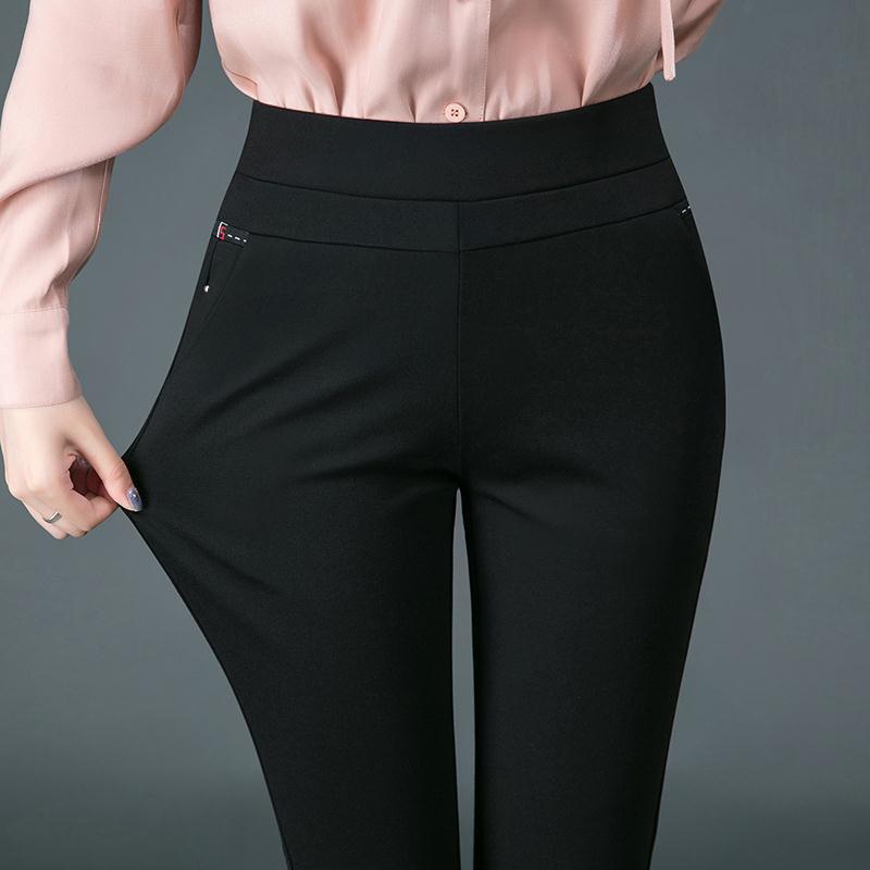 Autumn and winter thick Middle-aged mother pants high waist and women's western pants with large size elastic tightness waist and straight cylinder long pants