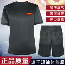 Physical training suit suit summer training short-sleeved shorts quick-drying air-permeable loose round neck army fan t-shirt men