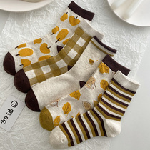 Retro Sox Childrens Childrens Day Network Red Stripes Plaid Socks Ins Chains Chauchpins Spring Fall Ladies 100 lap pure cotton stockings