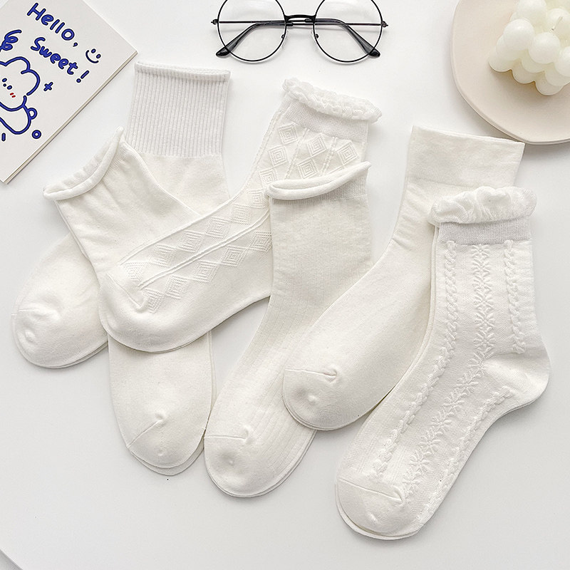 Spring and summer socks white jk socks in tide cotton cute thin lolita uniform lace socks students