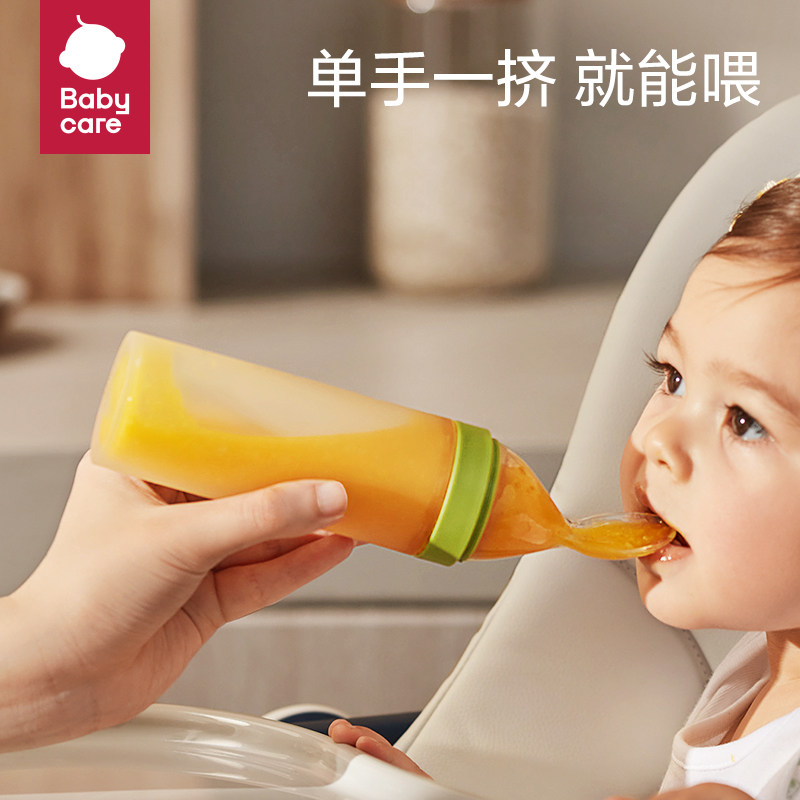 babycare food supplement spoon squeeze feeding supplement tool baby silicone rice paste spoon feeder soft spoon