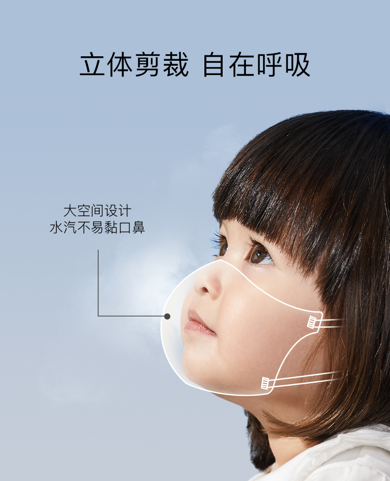 【中國直郵】Babycare 口罩兒童3d立體可調式耳帶一盒10只裝(6-12歲)極簡款