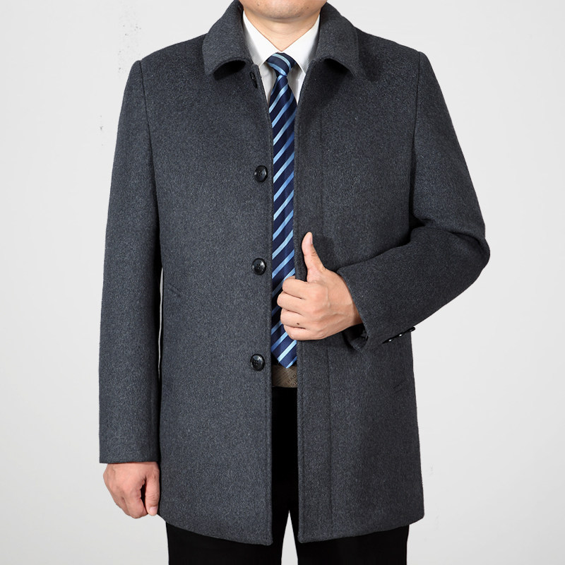Leading cadres and civil servants woolen coat middle-aged and elderly men's cashmere jacket autumn and winter woolen woolen father's clothing