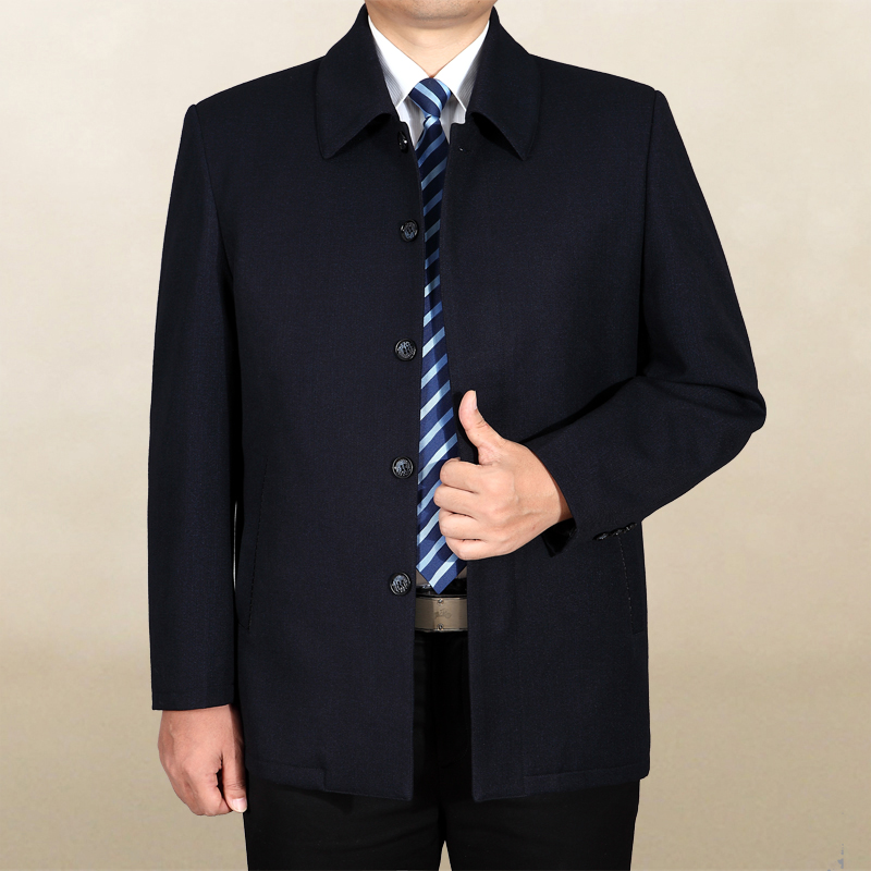 Leading cadre coat civil servant business jacket middle-aged men's spring and autumn wool coat elderly dad dress