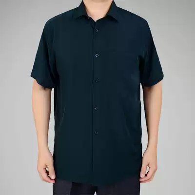 Middle-aged and elderly men's short-sleeved shirt Silk Chiffon ultra-thin section elderly summer clothes old man half-sleeved shirt dad outfit