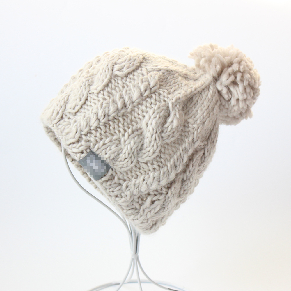 Export single autumn and winter women's wool hat pure hand-woven woolen hat women's outdoor fashion warm ski hat