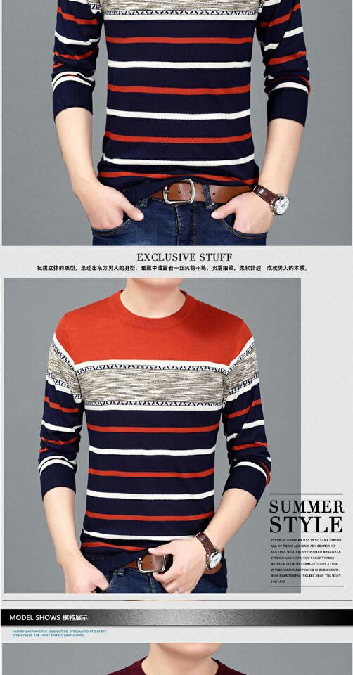 Áo len nam mùa thu và mùa đông nhung dày cộng với áo len nam trung niên nhung áo len cỡ lớn áo t shirt