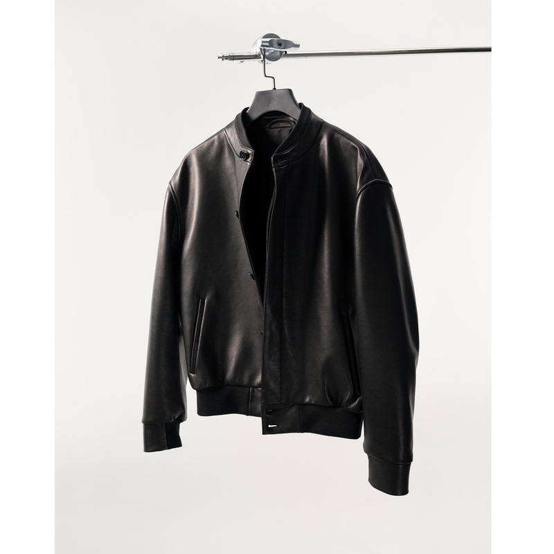 Gremade Uncoated Hand-Dyed Extremely Narrow Ribbed Patchwork Trapezoidal Waist-Fitted Sheepskin Jacket Bomber