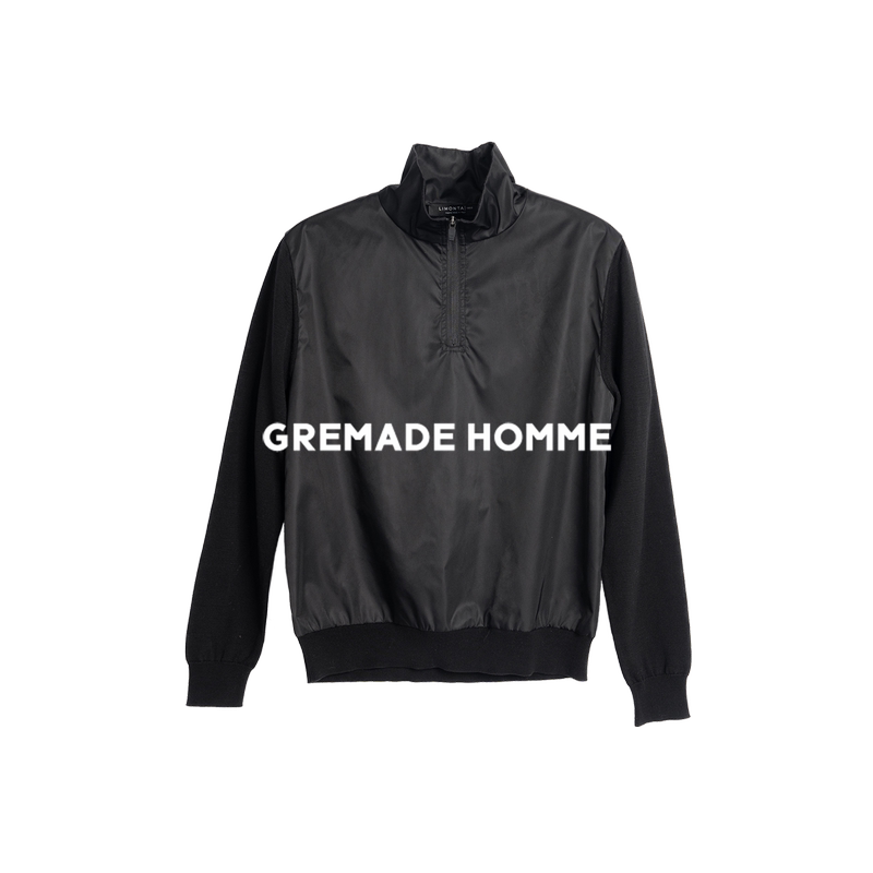 Gremade Italian Limonta Light Outdoor Mercerized Brushed Cotton Patchwork Half-Zip Short Jacket Gremade Italian Limonta Light Outdoor Mercerized Brushed Cotton Patchwork Half-Zip Short Jacket