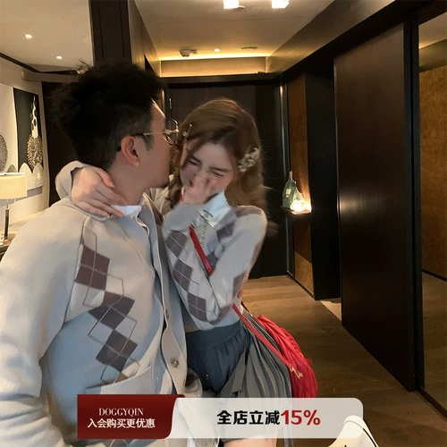 Парная одежда для влюбленных, осенний кардиган, свитер, куртка, V-образный вырез