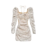 Весеннее элегантное платье, по фигуре, рукава фонарики, квадратный вырез