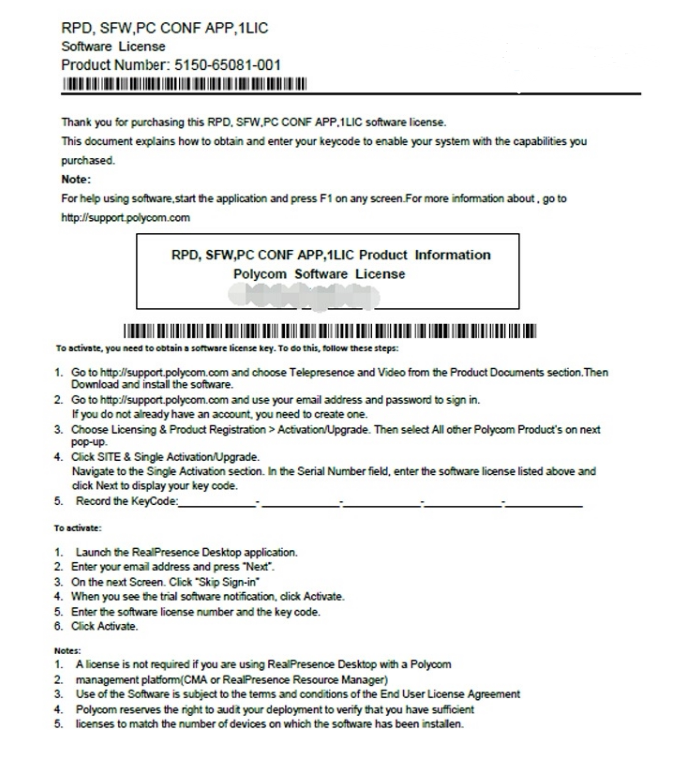 Polycom Video Conference Polycom Group310 Dual Graphics License 1080P HD License