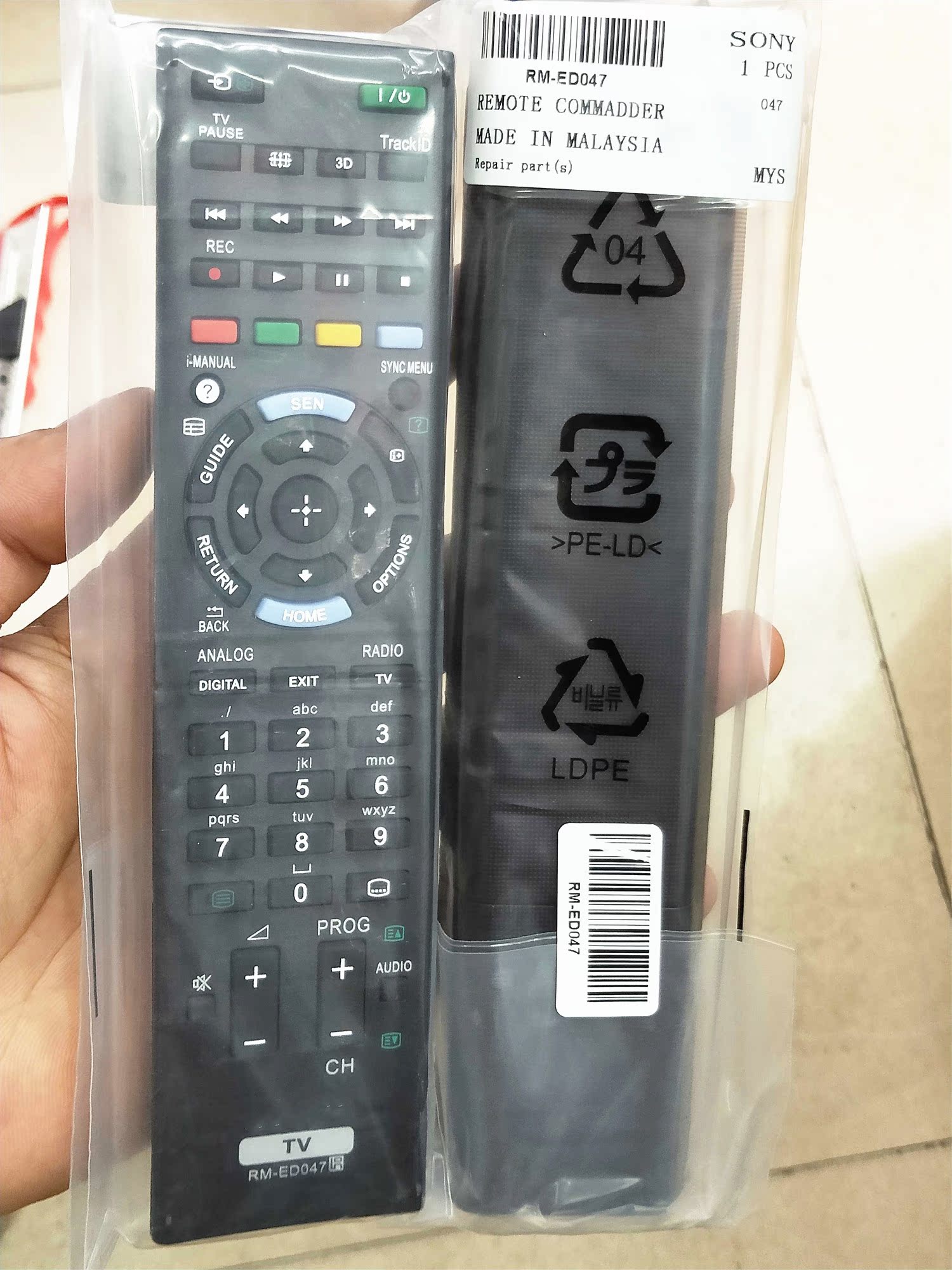 RM-ED047 Sony TV Remote Control RM-ED047 KDL-32HX757 46HX853 55HX750
