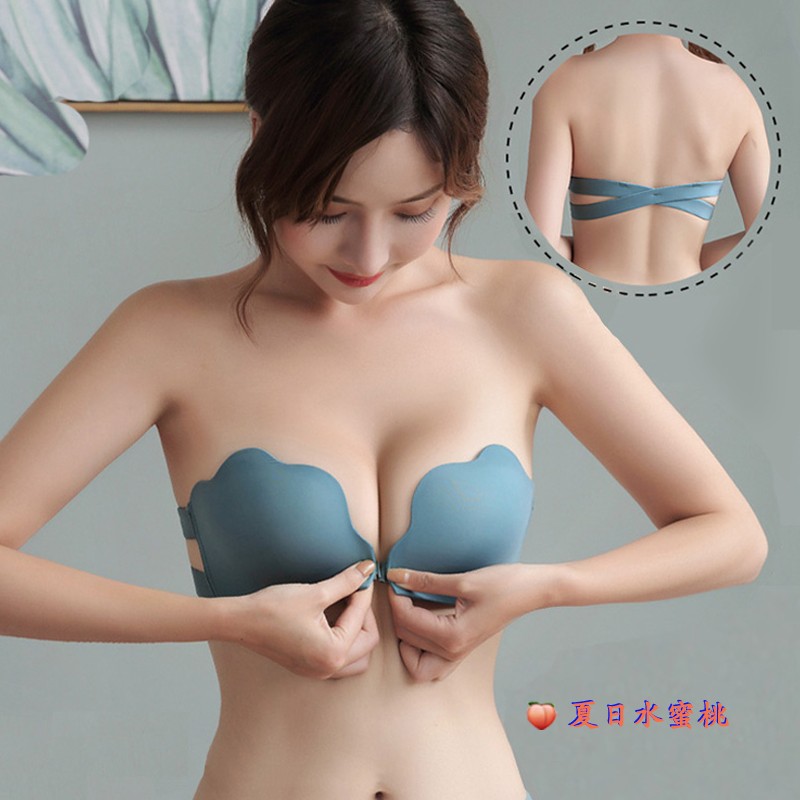 Spring and summer style without shoulder strap front button underwear female non-slip small breasts gather without steel ring sexy traceless invisible bra suit