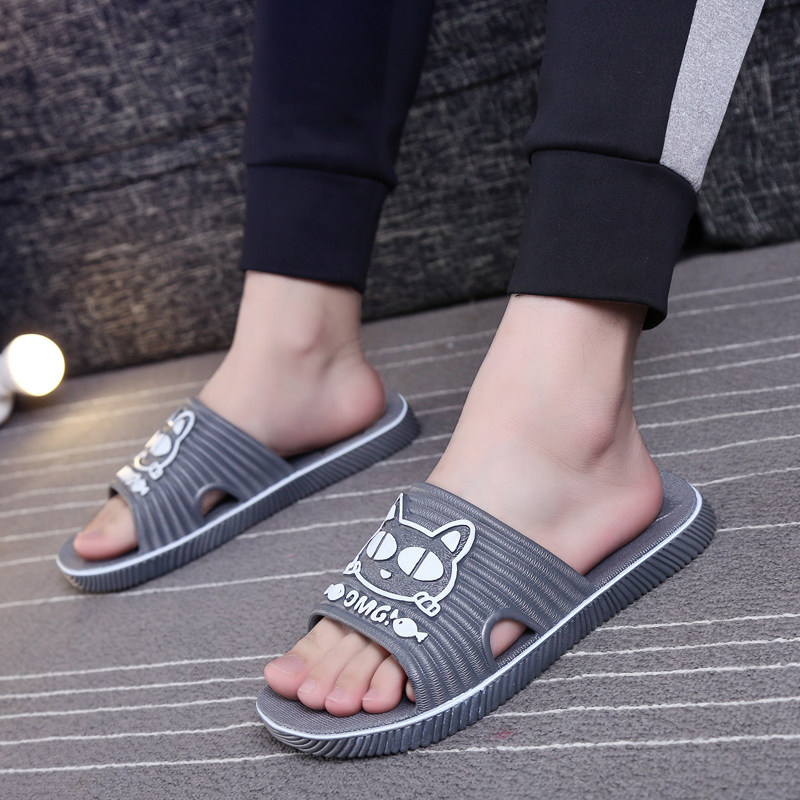 Large size slippers male 46 48 special size Xia fat home bathroom slippers female soft sole a word cool slippers