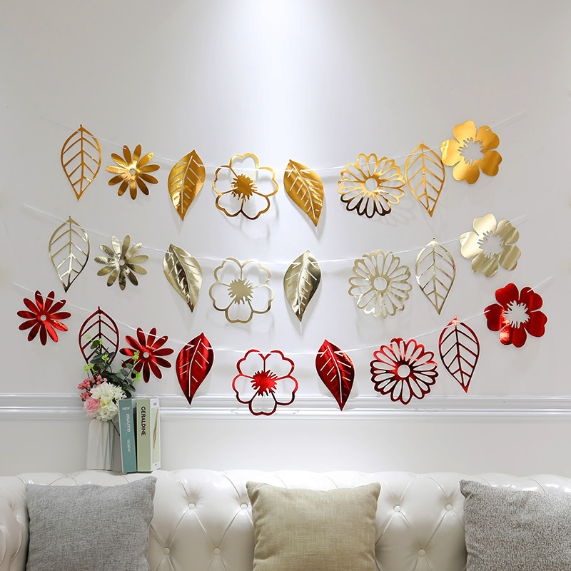 Metal Glossy Labanner Decoration Hollowed-out Pull Flowers Wedding Wedding Wedding Wedding Wedding room New room Bedroom Living room Creative Placement Supplies