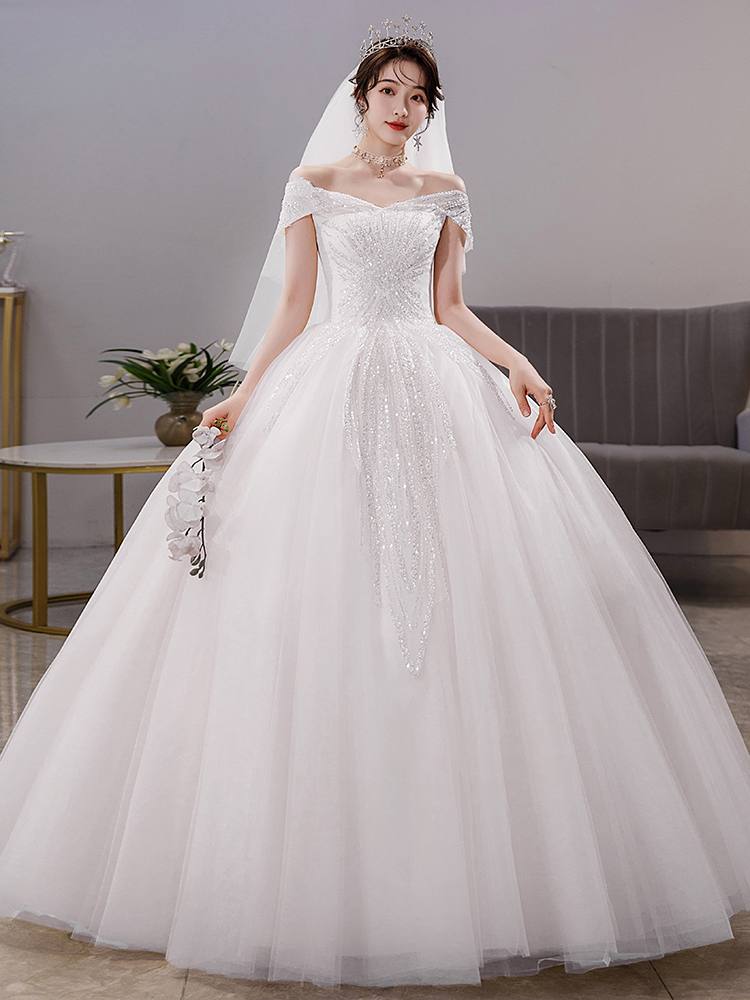 One -shoulder Main wedding dress 2024 new bride high -level quality champagne retro heavy work French light wedding dress 2023 One -shoulder Main wedding dress 2024 new bride high -level quality champagne retro heavy work French light wedding dress 2023