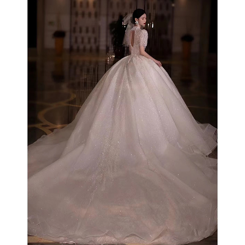 Retro lace advanced wedding dress for pregnant, french style, suitable for teen, high-end Retro lace advanced wedding dress for pregnant, french style, suitable for teen, high-end