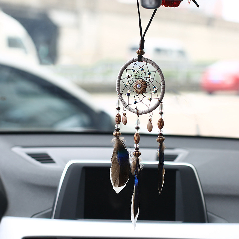 Dream catcher car pendant dream girl heart powder cute wind chime rearview mirror pendant creative gift girl bag gift