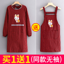 Cotton smock adult cooking home Wei skirt kitchen womens cooking clothes waterproof and oil-proof apron high-end