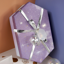 Matsuko Paper Pint Original Hexagon Christmas Gift Box Companion Gift Box of the Wind bridesmaid Back to the Courtesy Box Purple Starry Sky