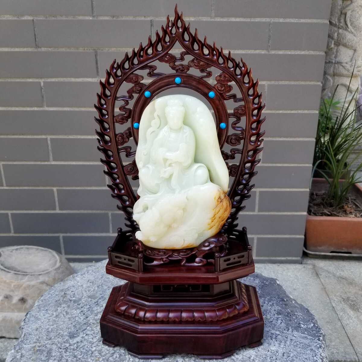 観音菩薩の和田玉の置物 Amazon.com: Jefuzh 玉器观音吊坠男士款大号玉石项链玉佩菩萨玉