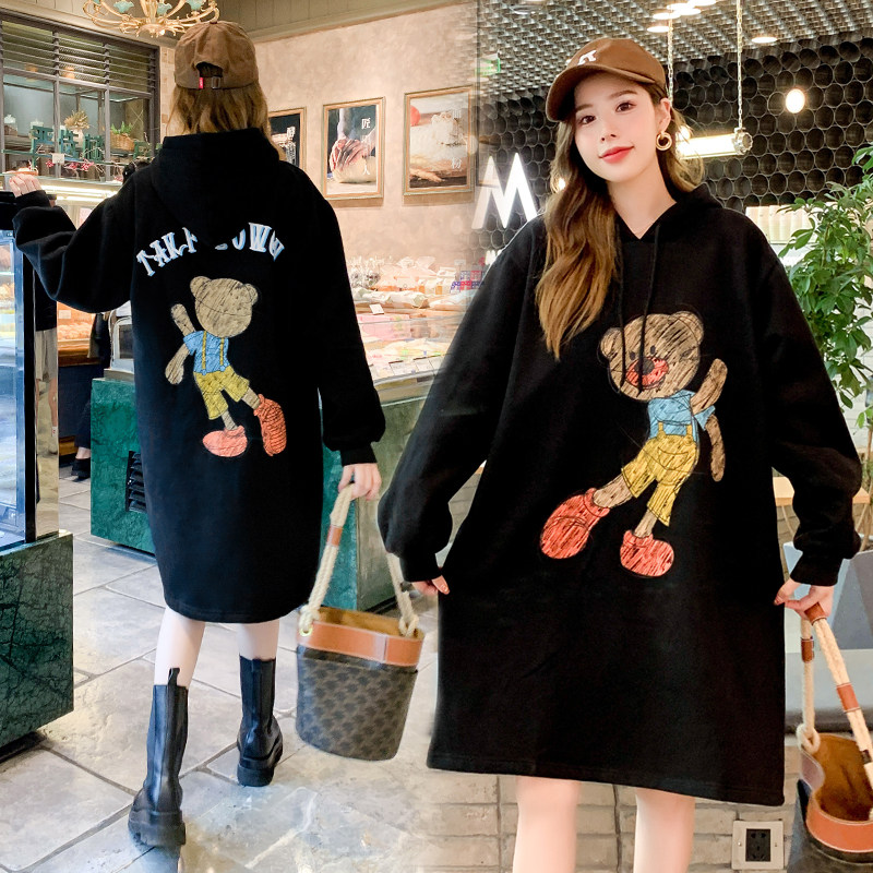 Pregnant Woman Autumn Winter Dress New Large Size Fashion style Suit Foreign Pie Lianhood Sports Shirt Winter Fat MM200 Jacket Jacket