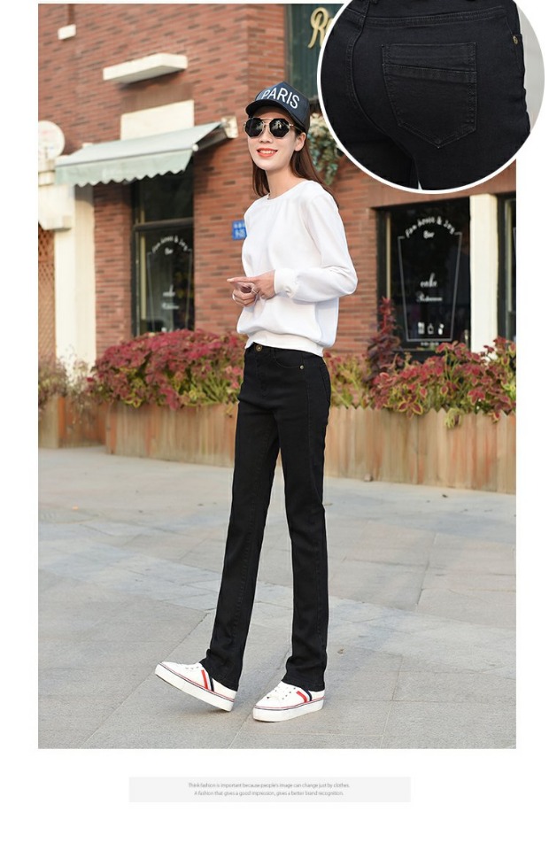 Quần jean nữ mùa xuân quần dài thẳng eo cao của phụ nữ quần jean nữ cao cấp