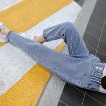 Girls jeans 2021 New Spring Korean version of childrens pants girls trousers spring and autumn foreign style loose Haren pants