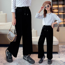Girls wide leg pants 2021 Spring and Autumn new foreign style children striched pants girls Big children loose casual mop pants