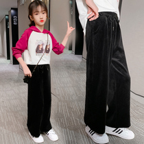 Girl pants 2021 new foreign style children Spring and Autumn wide leg pants women big children spring dress loose straight tube outside wear trousers
