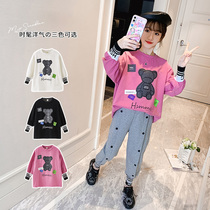 Girls Sweatshirt Spring 2021 New Childrens Clothing Western Style Children Spring and Autumn Korean Pullover Long Sleeve Top
