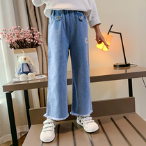 Girls jeans wide leg pants 2021 spring clothes New Korean version of foreign style in big Children girls trousers children pants children