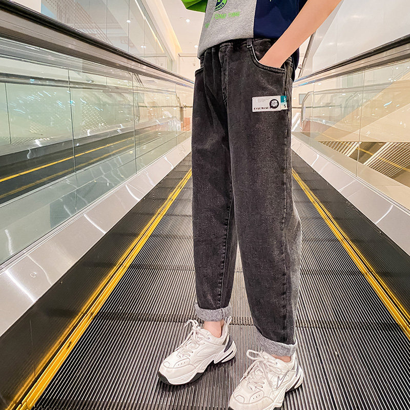 Girl Jeans 2022 Spring Autumn New CUHK Child Han Version Loose Casual Pants Children Foreign Pie Old Daddy Long Pants Tide