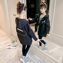 Girl coat spring and autumn 2021 New Tide childrens trench coat girl Autumn fashion middle child Korean version of foreign style coat