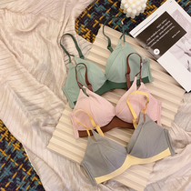 Underwear womens thin models without steel ring big chest show small sexy upper support French bra small chest gather Japanese bra set